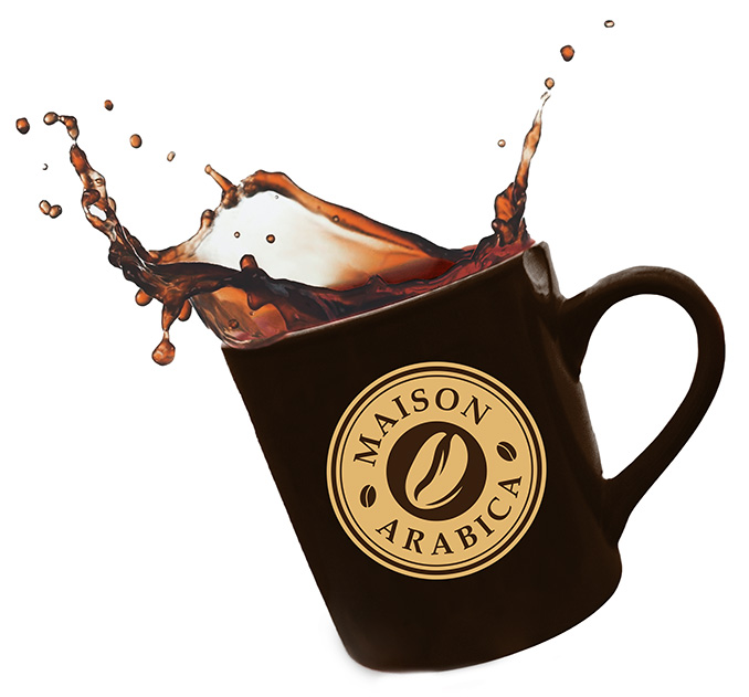 Maison Arabica Logo on a cup of coffee